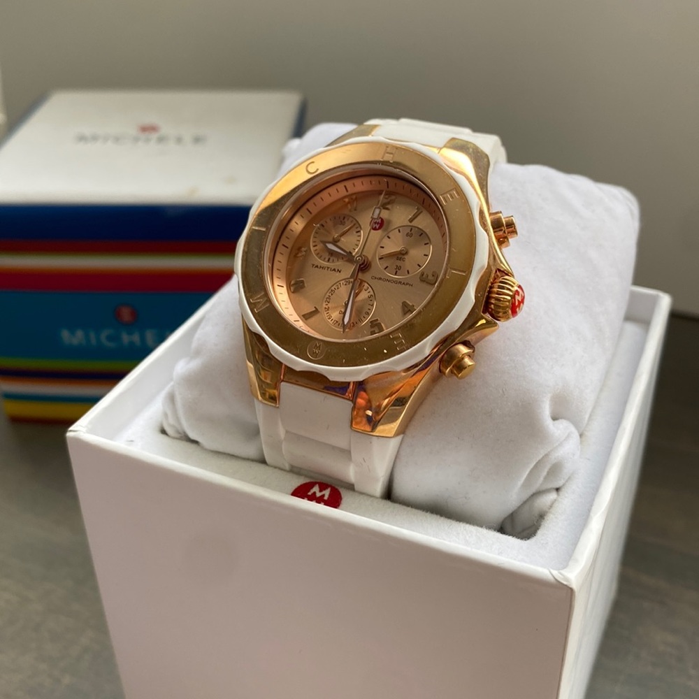 Michele Chrono Silicone Strap Watch